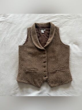 Isabella Bird Brown Wool Blend Tweed Vest Size 8